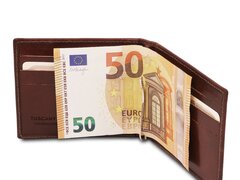 Portcard din piele naturala maro Tuscany Leather