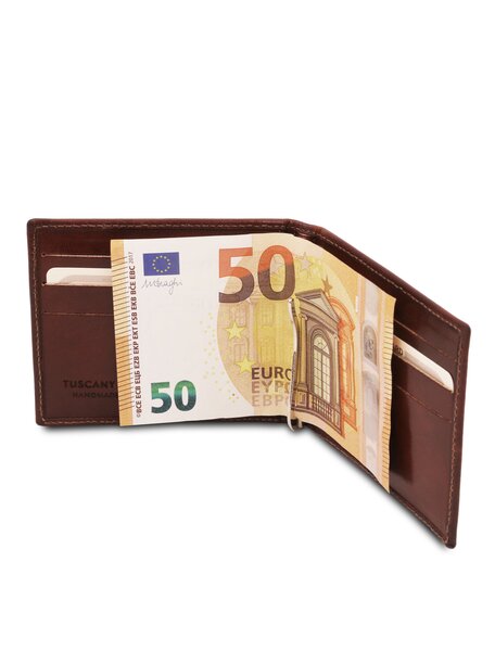Portcard din piele naturala maro Tuscany Leather