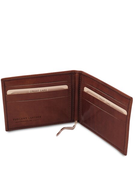Portcard din piele naturala maro Tuscany Leather