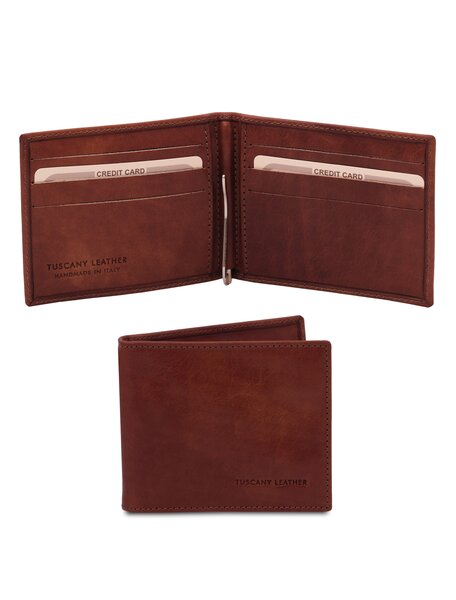 Portcard din piele naturala maro Tuscany Leather