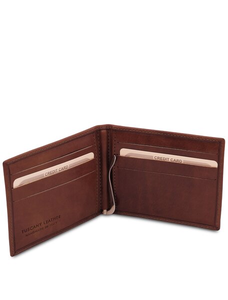 Portcard din piele naturala maro Tuscany Leather